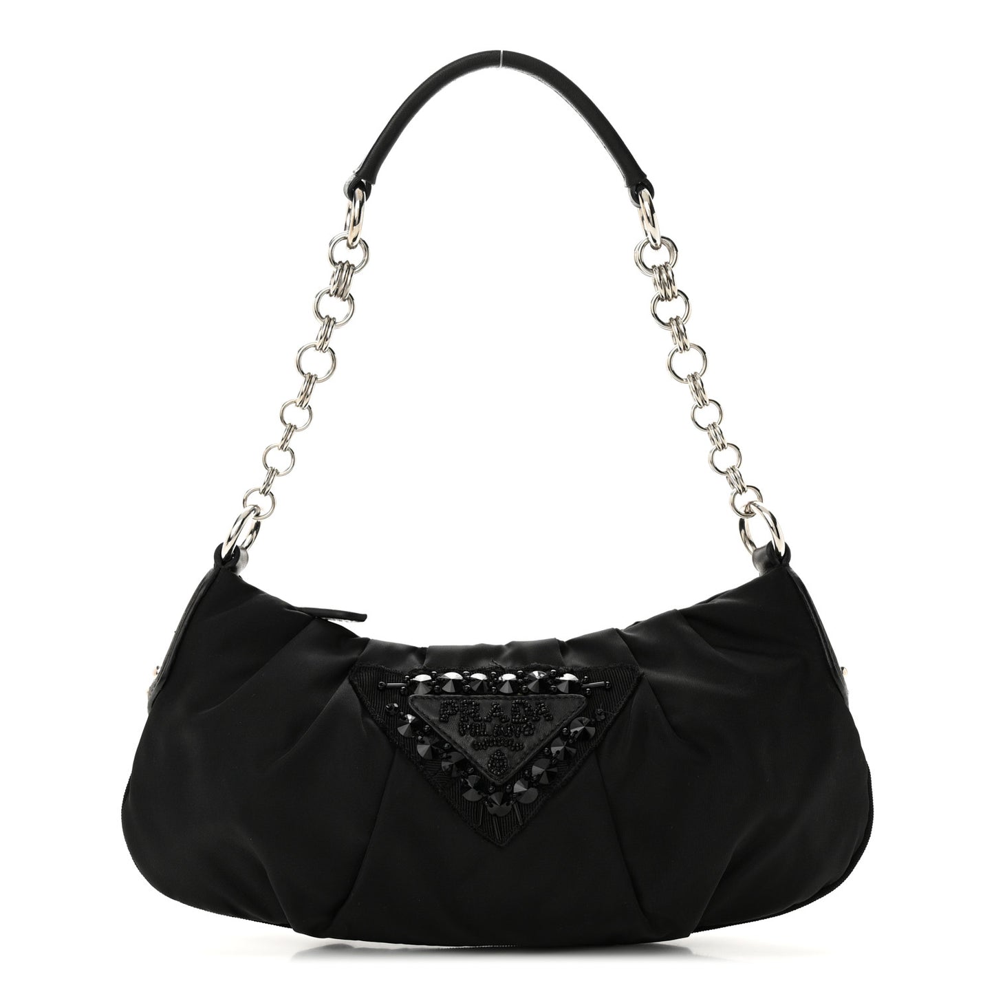 Tessuto Nylon Beaded Bag Black