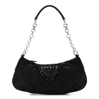 Prada Tessuto Nylon Beaded Bag Black 1 of 10