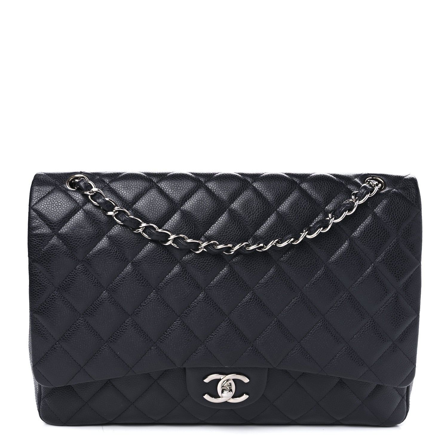 Chanel Caviar Quilted Maxi Double Flap Navy Blue 1 of 9
