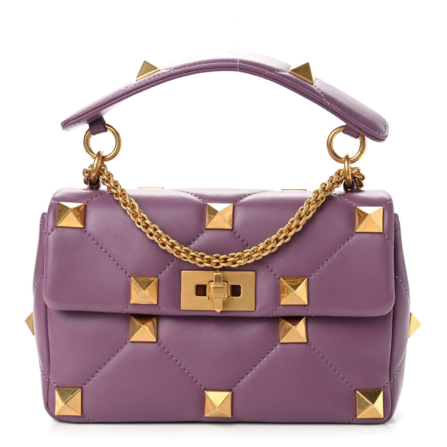 Nappa Medium Roman Stud Shoulder Bag Malva