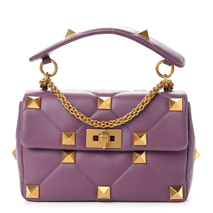Valentino Garavani Nappa Medium Roman Stud Shoulder Bag Malva 1 of 9