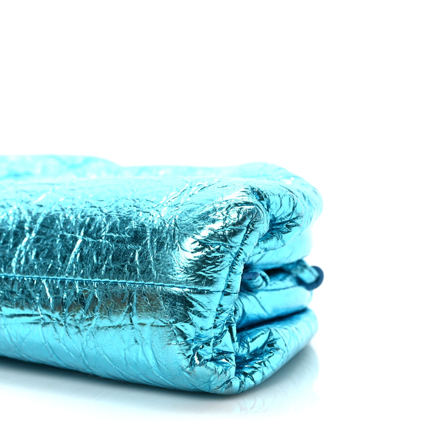 Metallic Crushed Calfskin The Mini Pouch Sky Blue