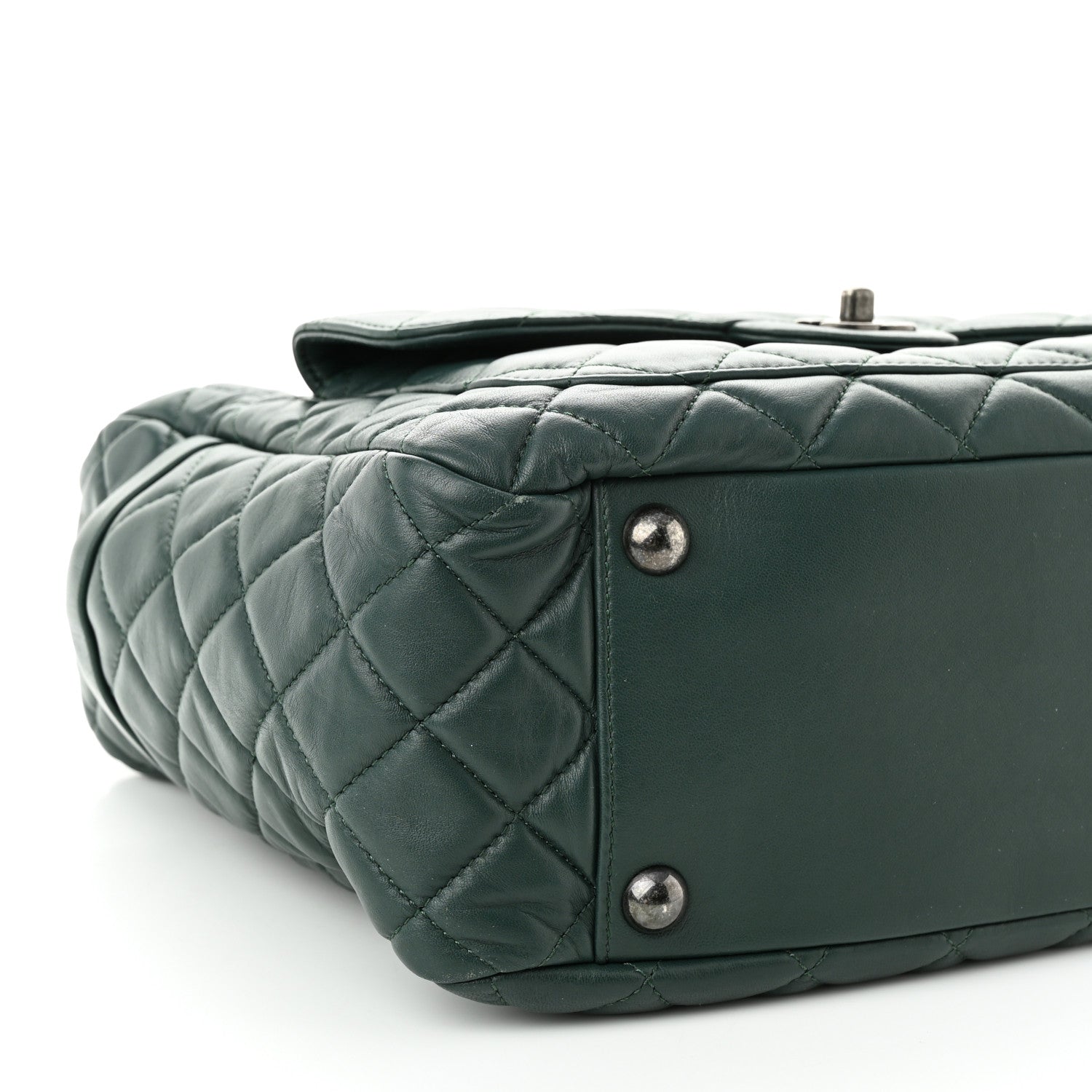 Chanel Lambskin Quilted Flap Hobo Dark Green 8 of 10