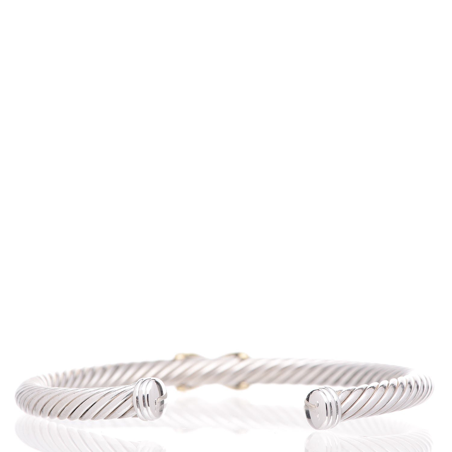 David Yurman Sterling Silver 14K Yellow Gold 5mm X Station Cable Bracelet 3 of 4