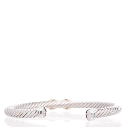 David Yurman Sterling Silver 14K Yellow Gold 5mm X Station Cable Bracelet 3 of 4