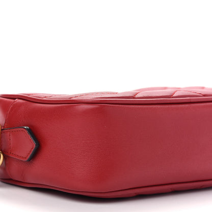 Gucci Calfskin Matelasse Mini GG Marmont Chain Shoulder Bag Hibiscus Red 5 of 10