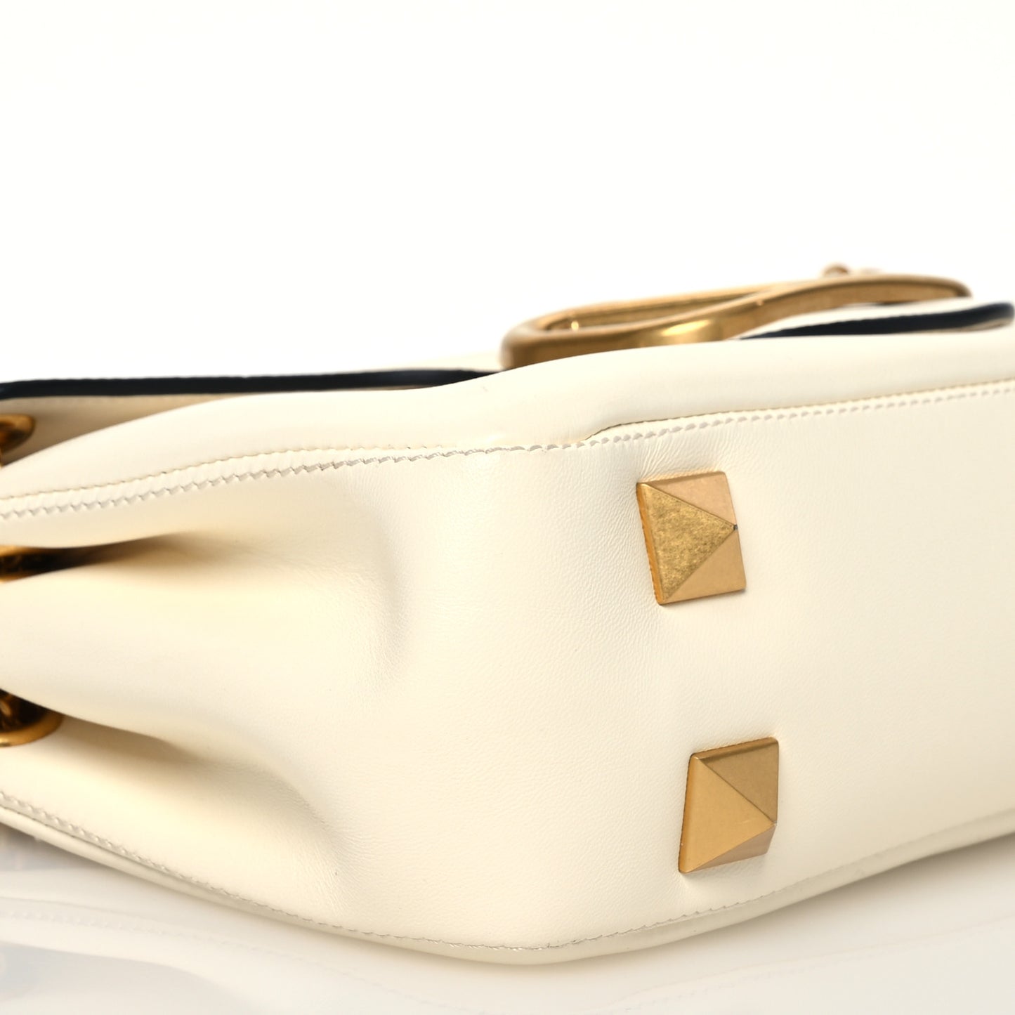 Nappa Stud Sign Shoulder Bag Ivory