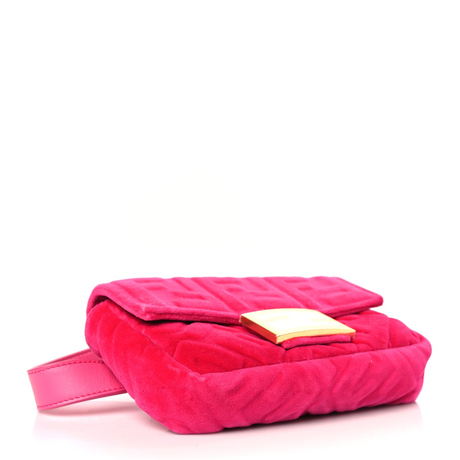 Fendi Velvet FF Embossed Hip Belt Baguette Bag Fuxia 4 of 9