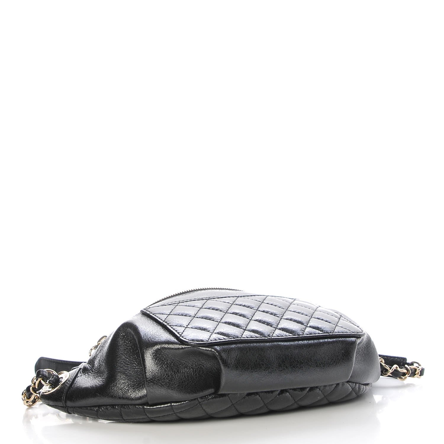 Chanel Crumpled Glazed Lambskin Quilted Waist Bag Fanny Pack Black 4 of 7