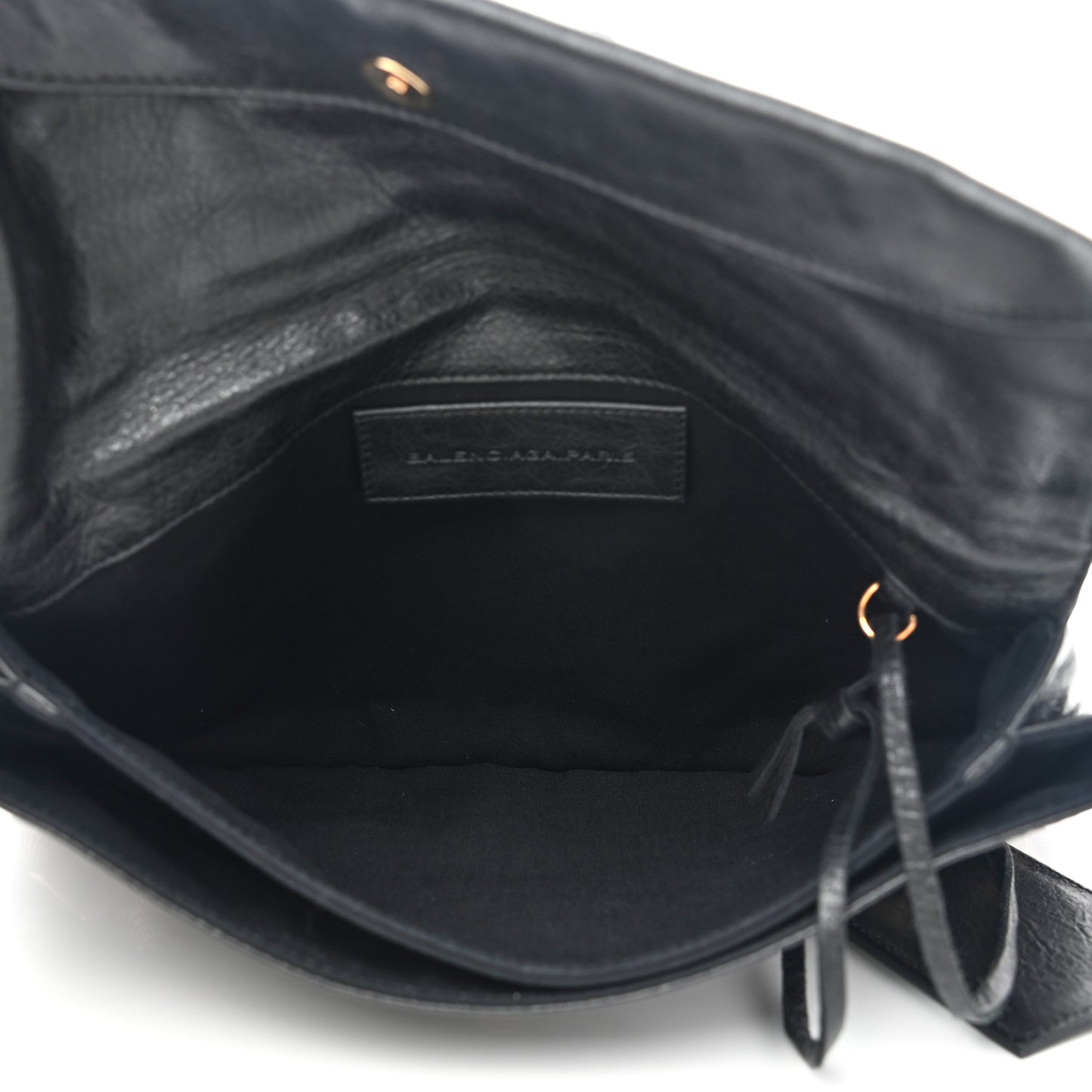 Agneau Giant 21 Rose Gold Hardware Envelope Clutch Black