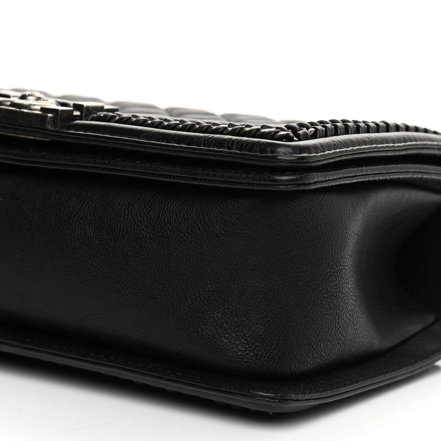 Goatskin Quilted Medium Boy Handle Flap Black