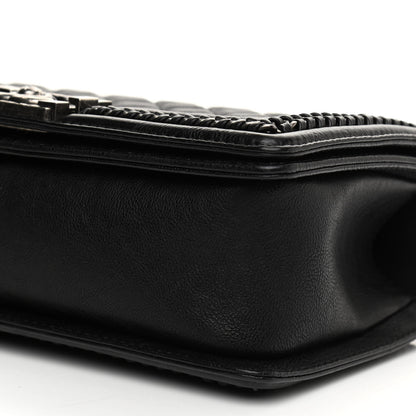 Chanel Goatskin Quilted Medium Boy Handle Flap Black 9 of 10