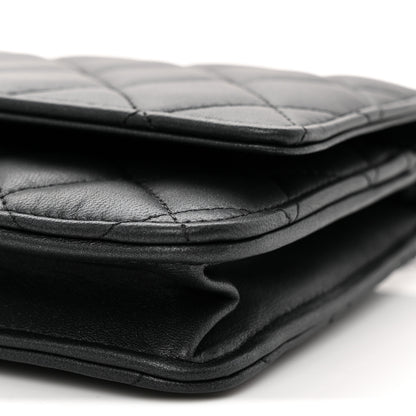 Chanel Pearly Lambskin Quilted Wallet On Chain WOC So Black 11 of 12