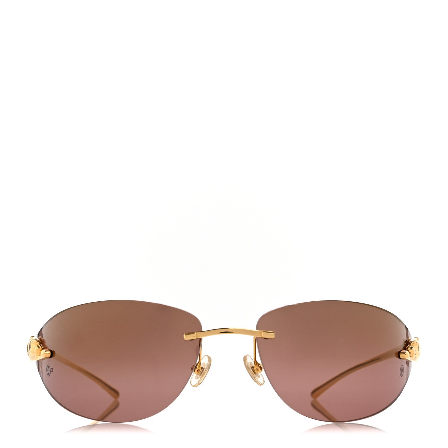 Cartier Metal Panthere De Cartier Rimless Sunglasses Gold 2 of 9