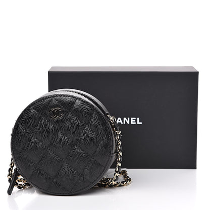 Chanel Caviar Quilted Round Clutch With Chain Black 10 of 10