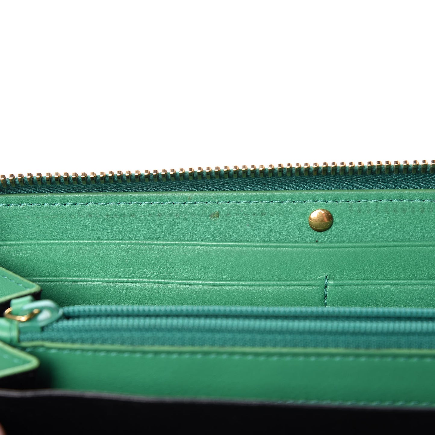 Calfskin Classic Y Ligne Zip Around Wallet Macho Menthe