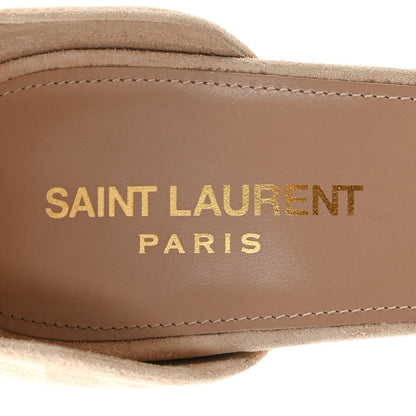 Saint Laurent Suede Calfskin Opyum 110 Sandals Cachemere 38 Pale Gold 7 of 9