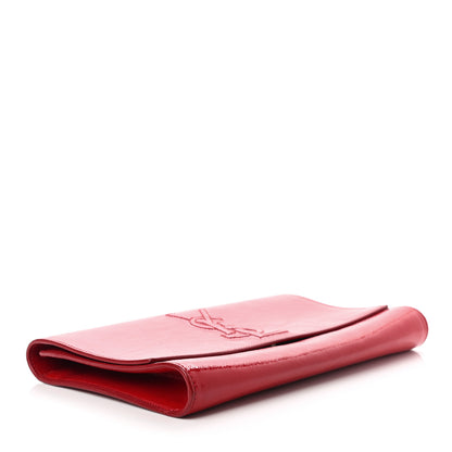 Saint Laurent Textured Patent Monogram Large Belle De Jour Clutch Red 4 of 10