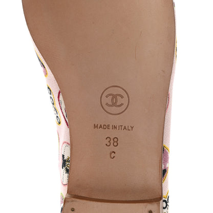 Chanel Canvas Patent Coco Hearts Cap Toe Ballerina Flats 38 Pink White 6 of 8
