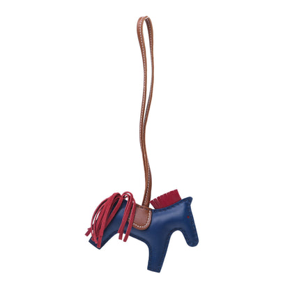 Hermes Milo Lambskin Grigri Rodeo Horse Bag Charm PM Bleu de Malte Rubis Fauve 1 of 6