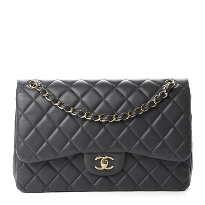 Chanel Lambskin Quilted Jumbo Double Flap Dark Grey 1 of 15