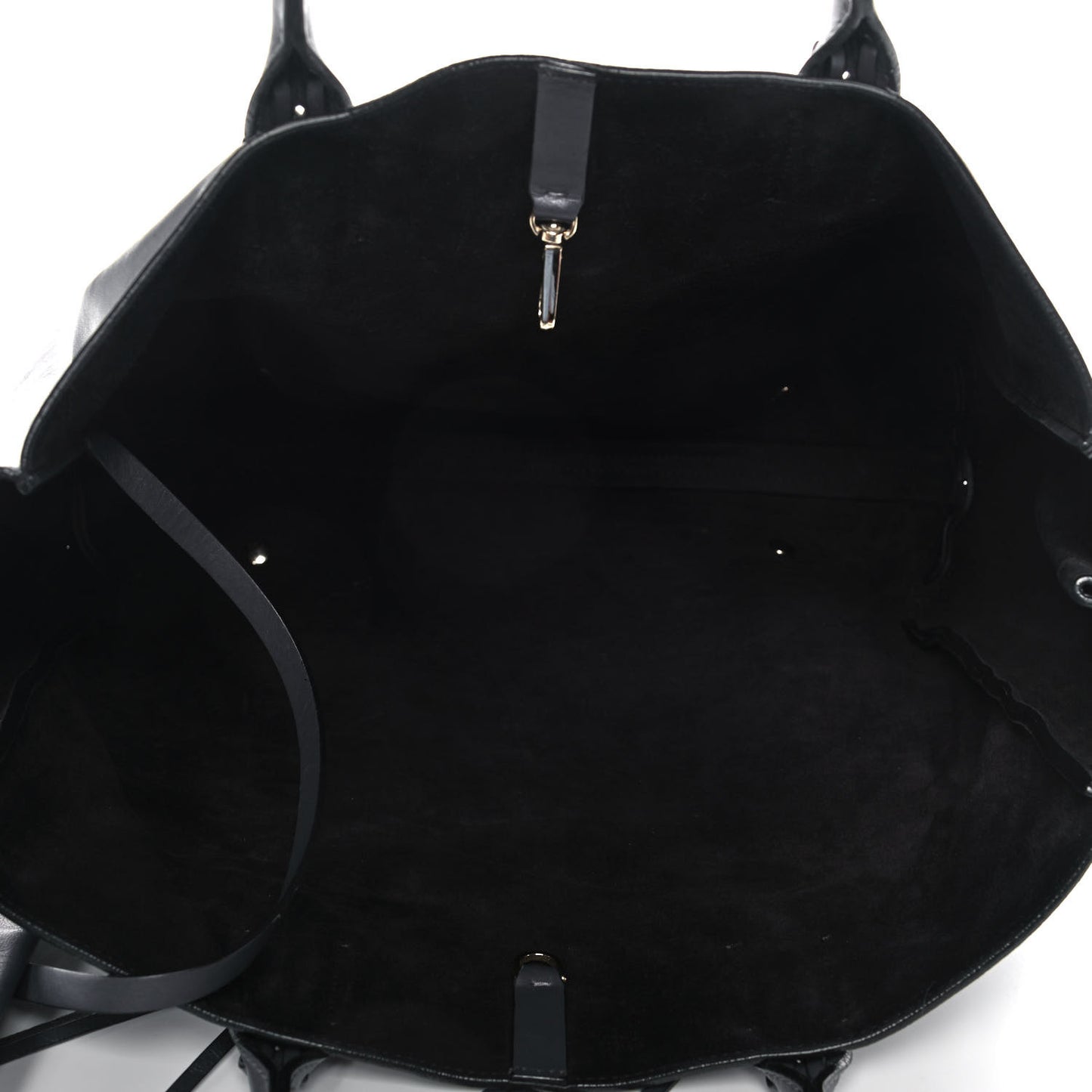 Smooth Calfskin Small Fringe Shopper Tote Black