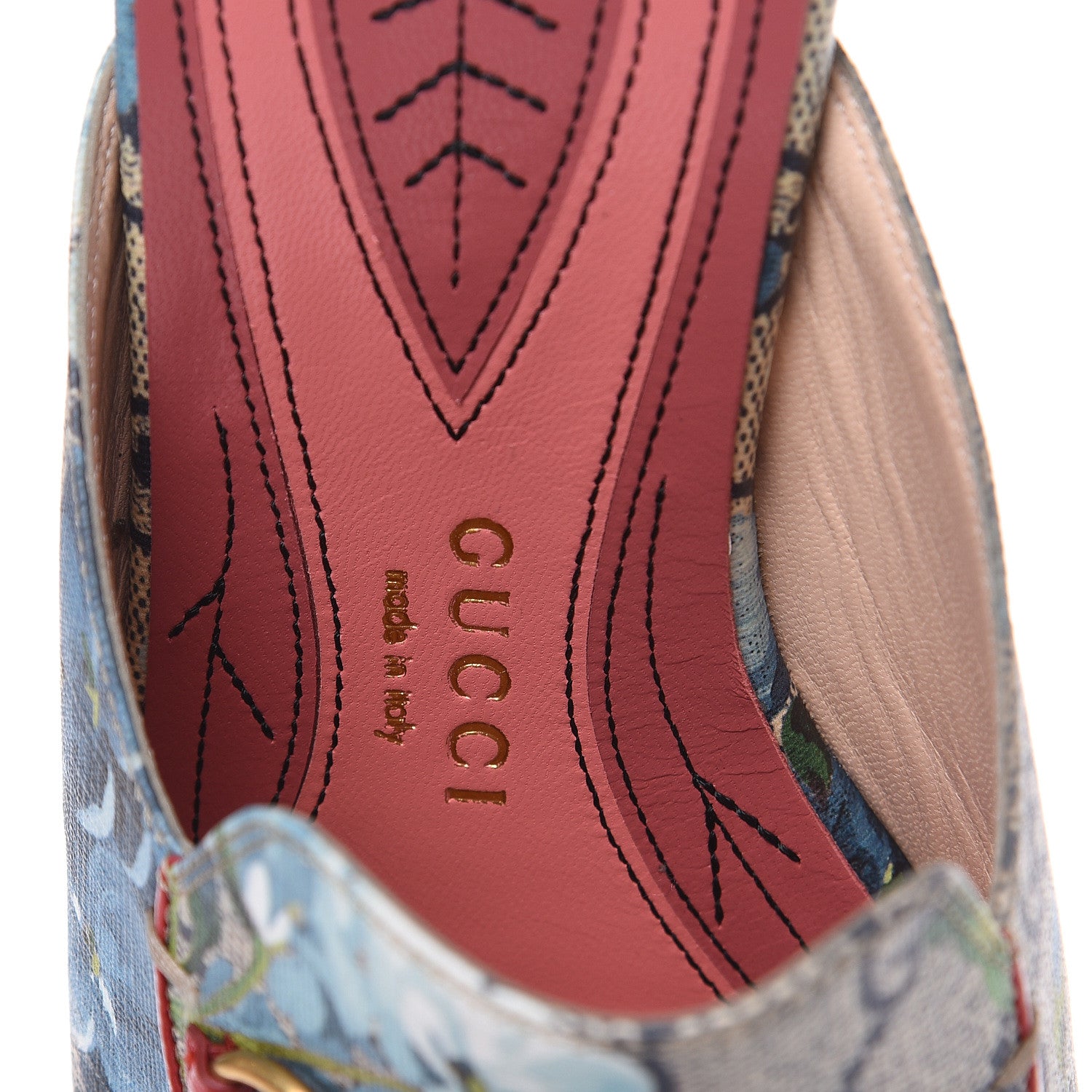 Gucci GG Supreme Monogram Blooms Womens Princetown Slippers 39 Beige Blue Navy Hibiscus Red 6 of 9