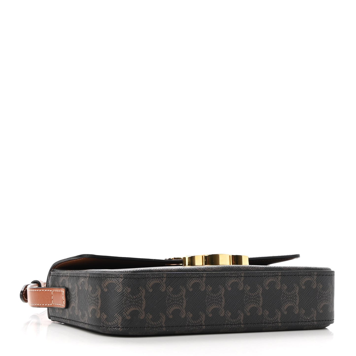 Canvas Calfskin Triomphe Shoulder Bag Tan