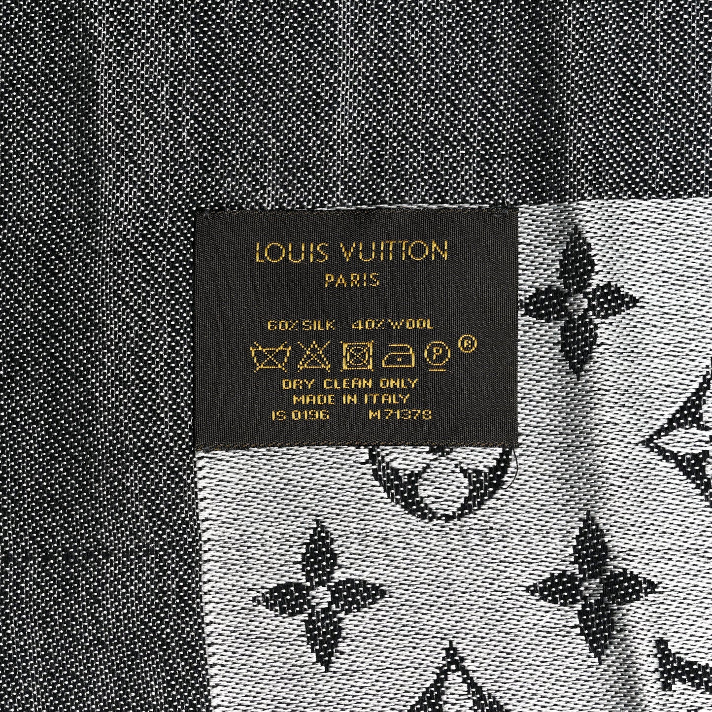 Silk Wool Monogram Denim Shawl Black