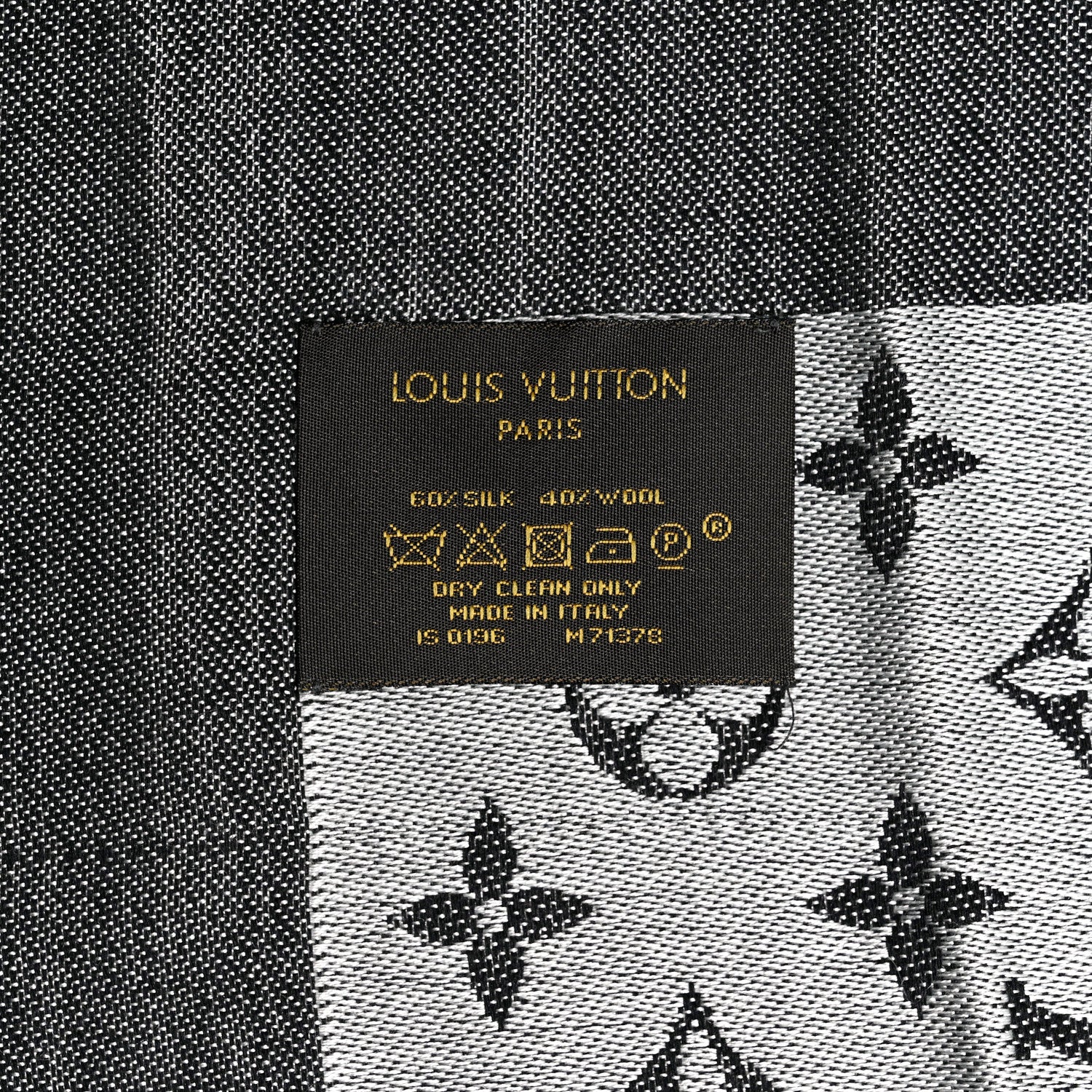 Louis Vuitton Silk Wool Monogram Denim Shawl Black 3 of 9