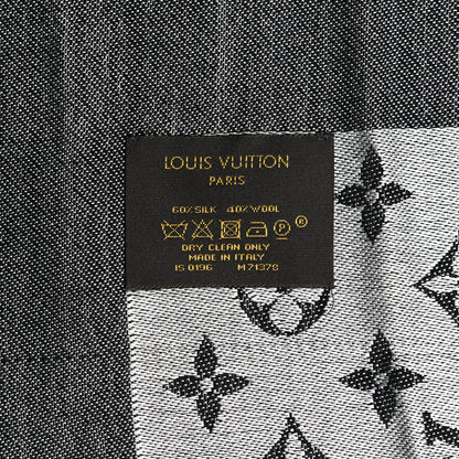 Louis Vuitton Silk Wool Monogram Denim Shawl Black 3 of 9