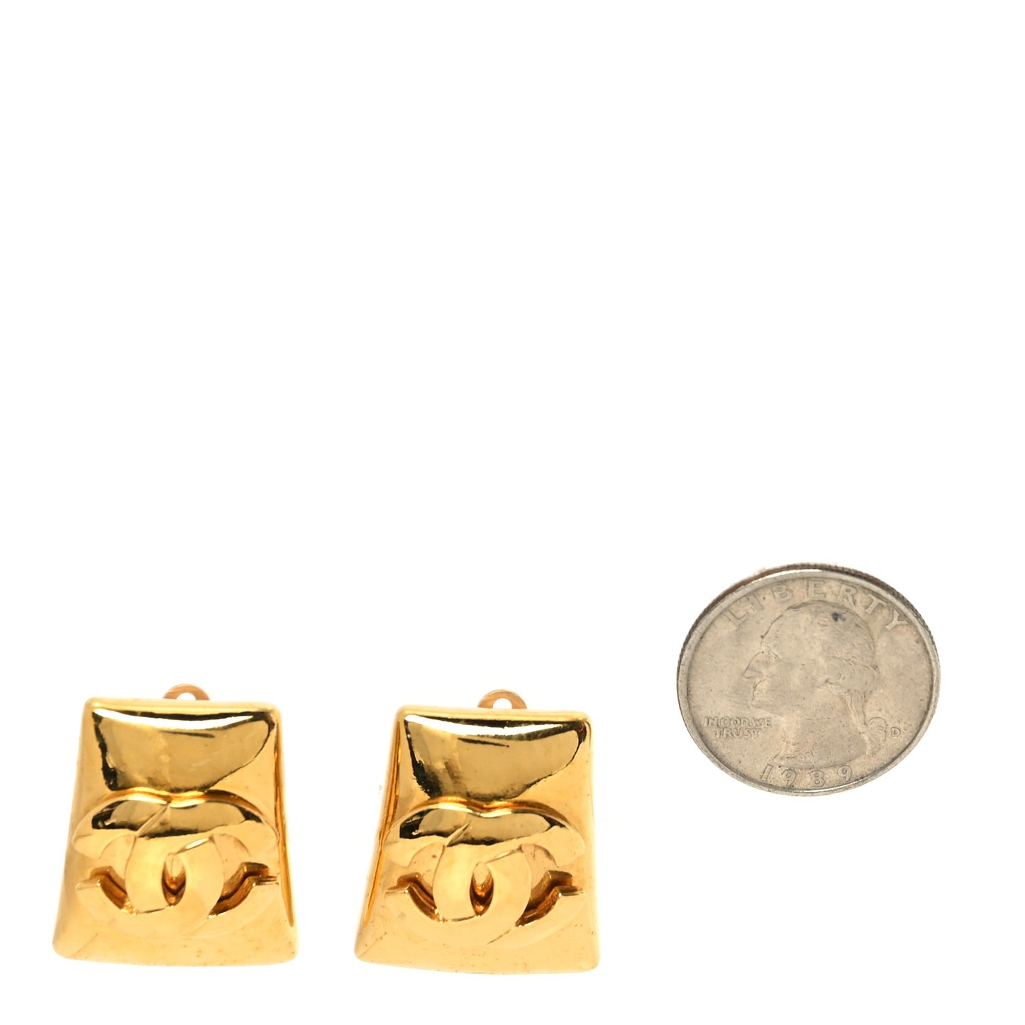 Metal CC Clip On Earrings Gold