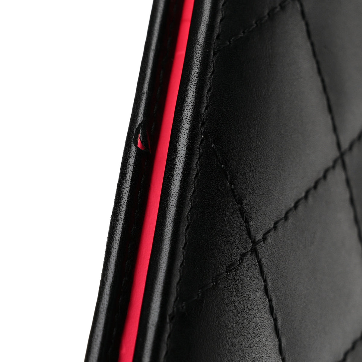 Calfskin Quilted Cambon Yen Wallet Black