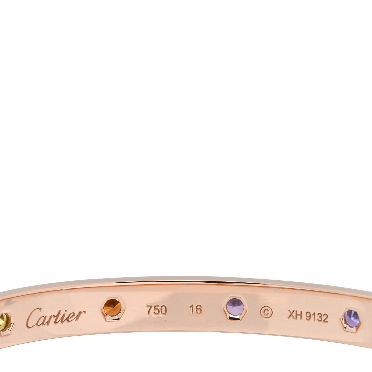 18K Pink Gold Sapphire Garnet Amethyst LOVE Bracelet 16