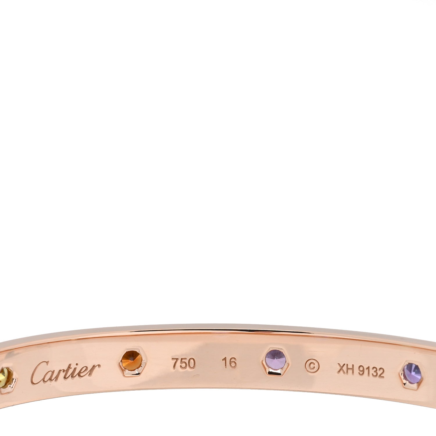 Cartier 18K Pink Gold Sapphire Garnet Amethyst LOVE Bracelet 16 3 of 5