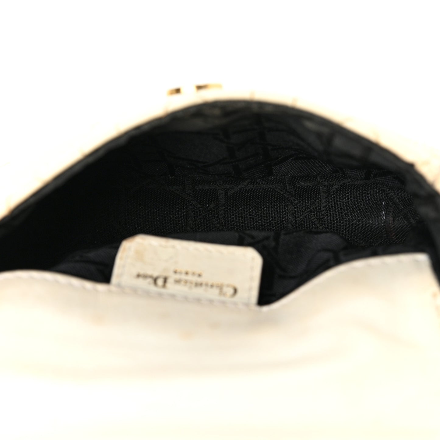 Patent Cannage Mini Crossbody Pouch White