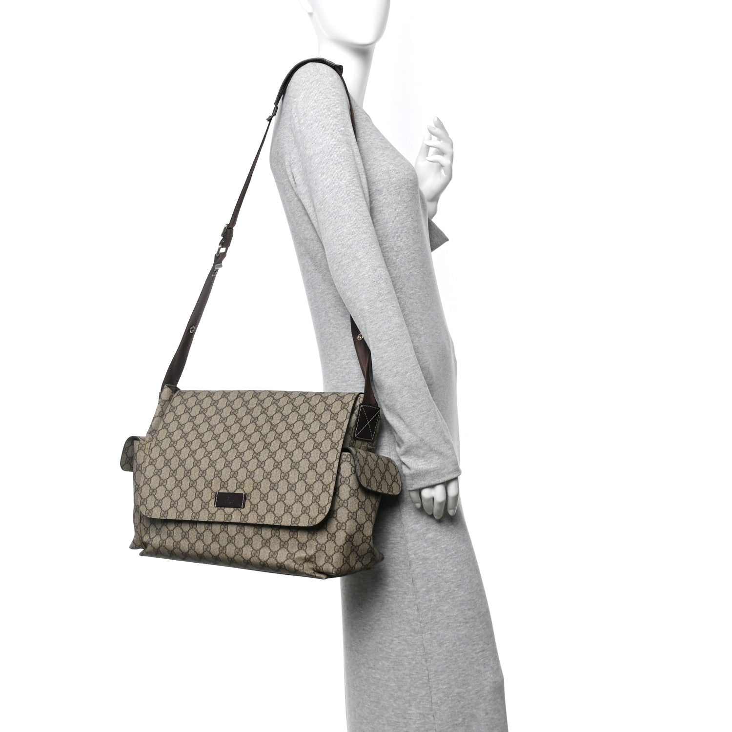 Gucci GG Plus Monogram Messenger Diaper Bag Dark Brown 2 of 11