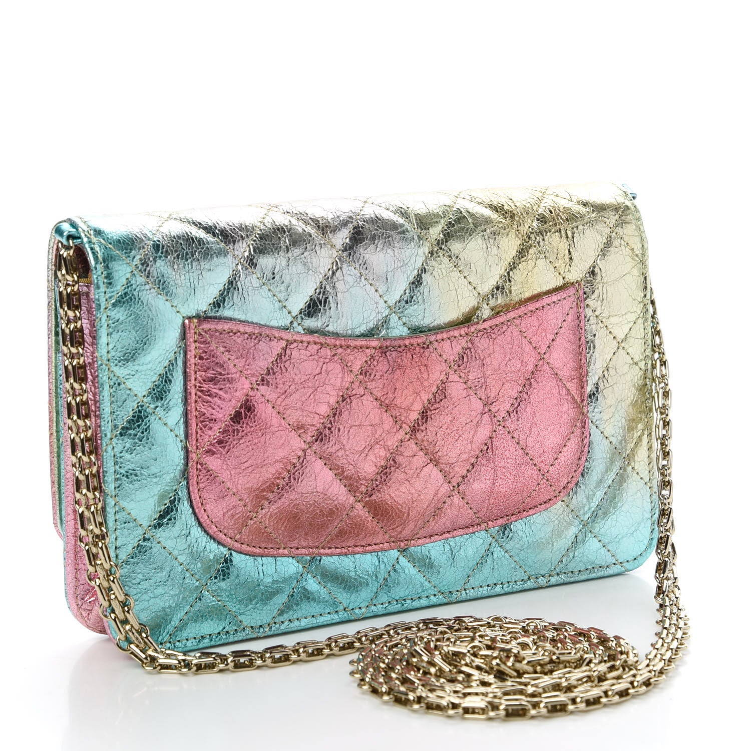 Chanel Metallic Goatskin Quilted 2.55 Reissue Wallet on Chain WOC Multicolor 3 of 12