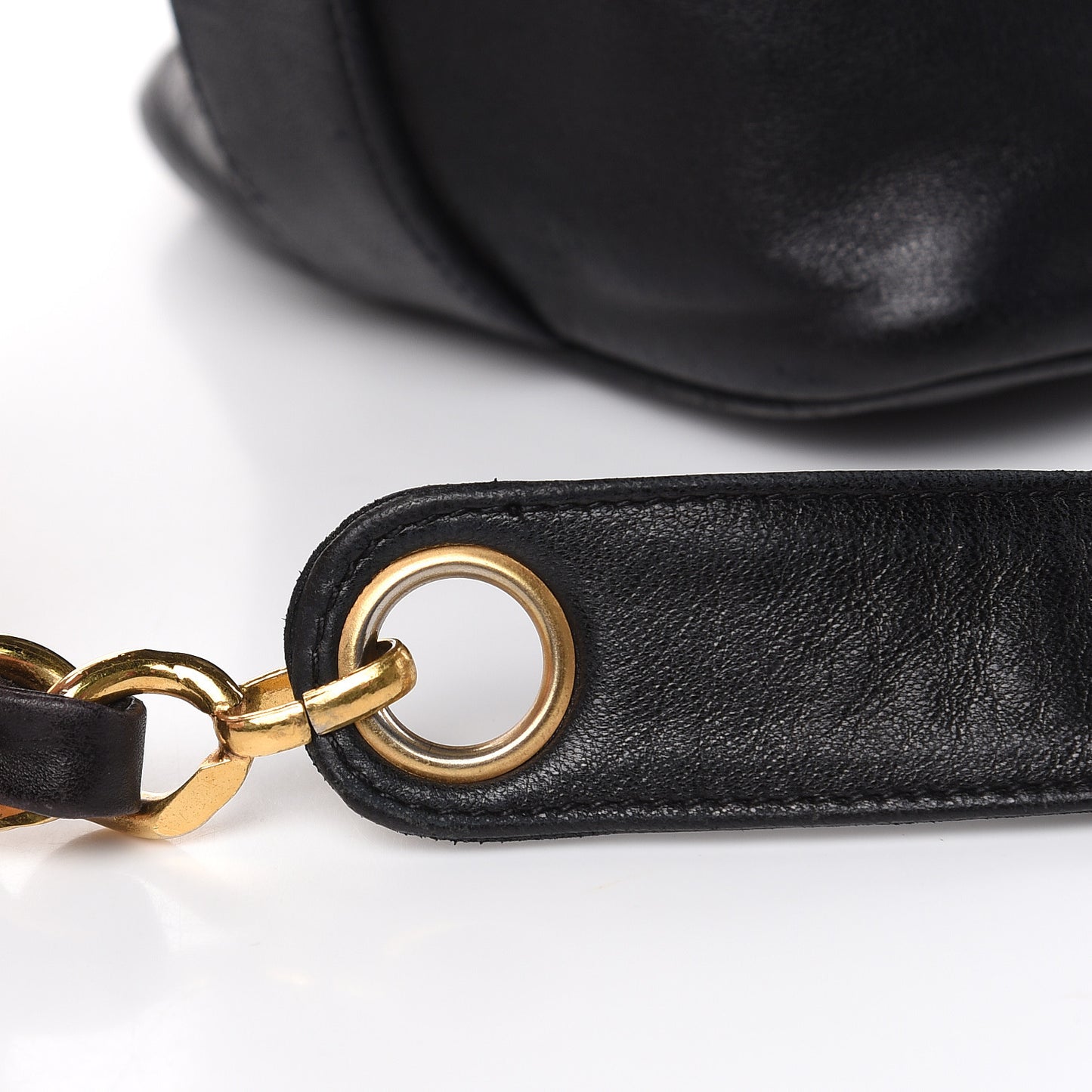 Lambskin CC Drawstring Shoulder Bag Black