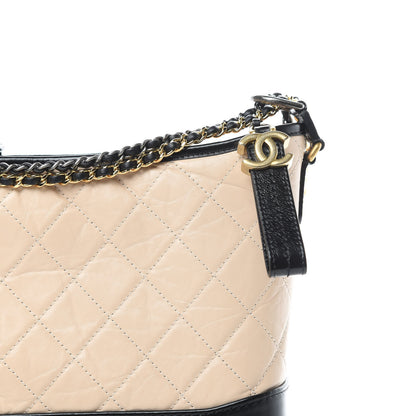Chanel Aged Calfskin Quilted Medium Gabrielle Hobo Beige Black 8 of 12