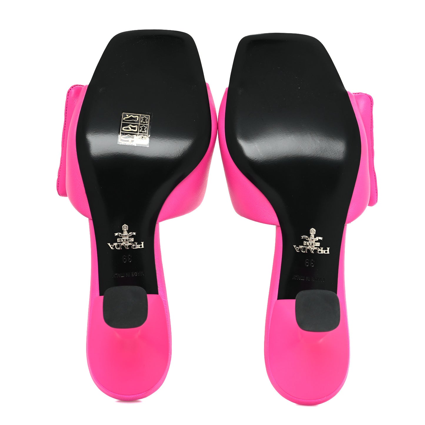 Nappa Soft Padded Metal Triangle Logo 65mm Slide Sandals 39 Begonia Fluo