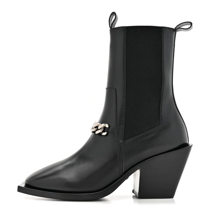 Gucci New Waxed Calfskin Chain Square Toe Boots 35.5 Black 1 of 10