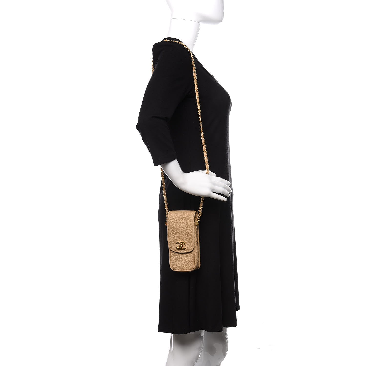 Chanel Caviar Phone Holder Crossbody Beige 1 of 11