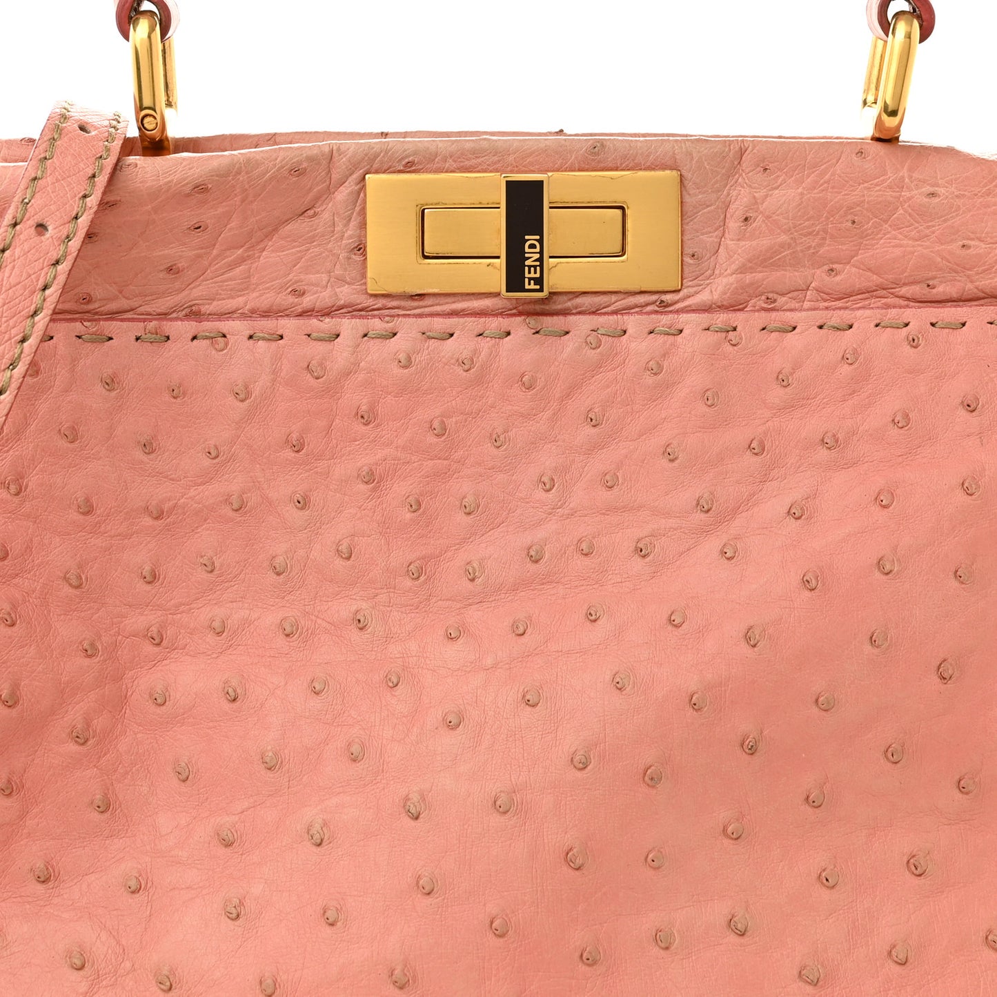 Ostrich Medium Peekaboo Iconic Satchel Pink