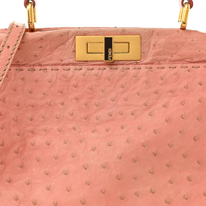 Fendi Ostrich Medium Peekaboo Iconic Satchel Pink 8 of 11