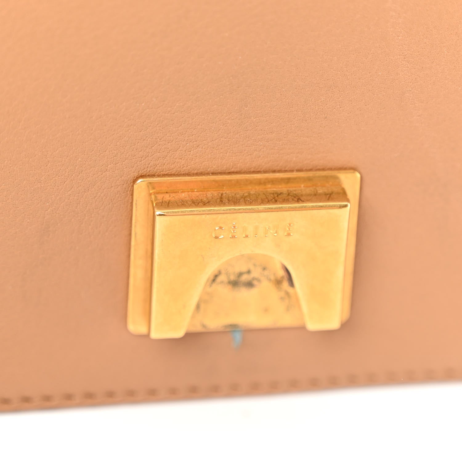 Celine Shiny Smooth Calfskin Medium Frame Shoulder Bag Tan Optic White 6 of 11
