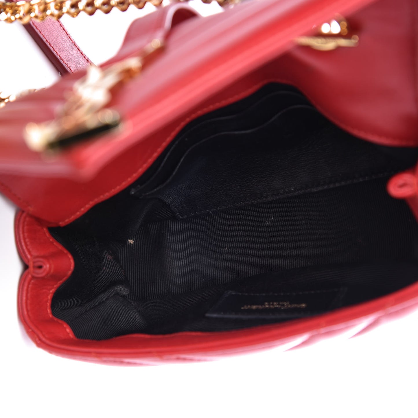 Nappa Matelasse Chevron Classic Monogram Baby Chain Bag New Red