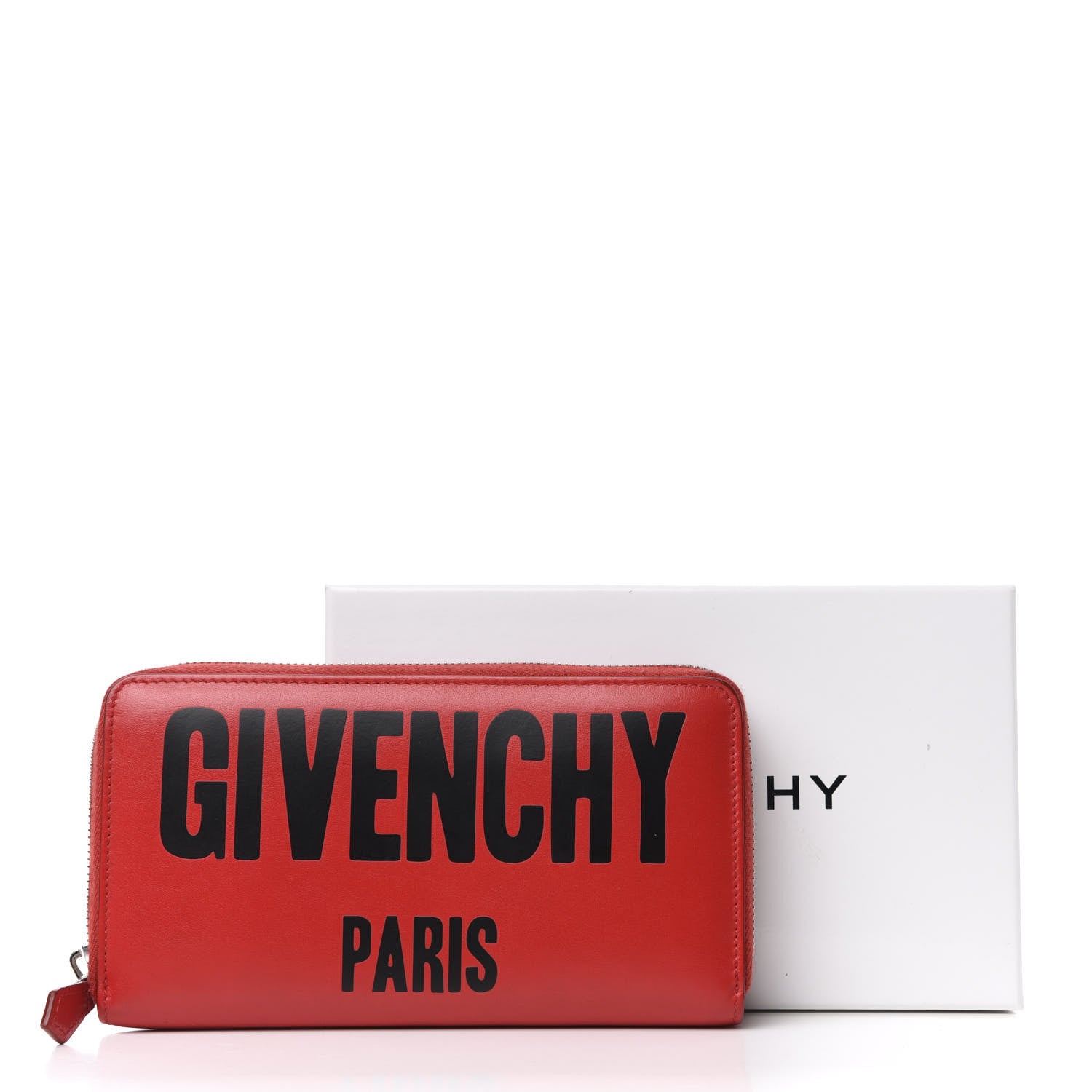 Givenchy Calfskin Logo Zip Around Wallet Red Black 7 of 7