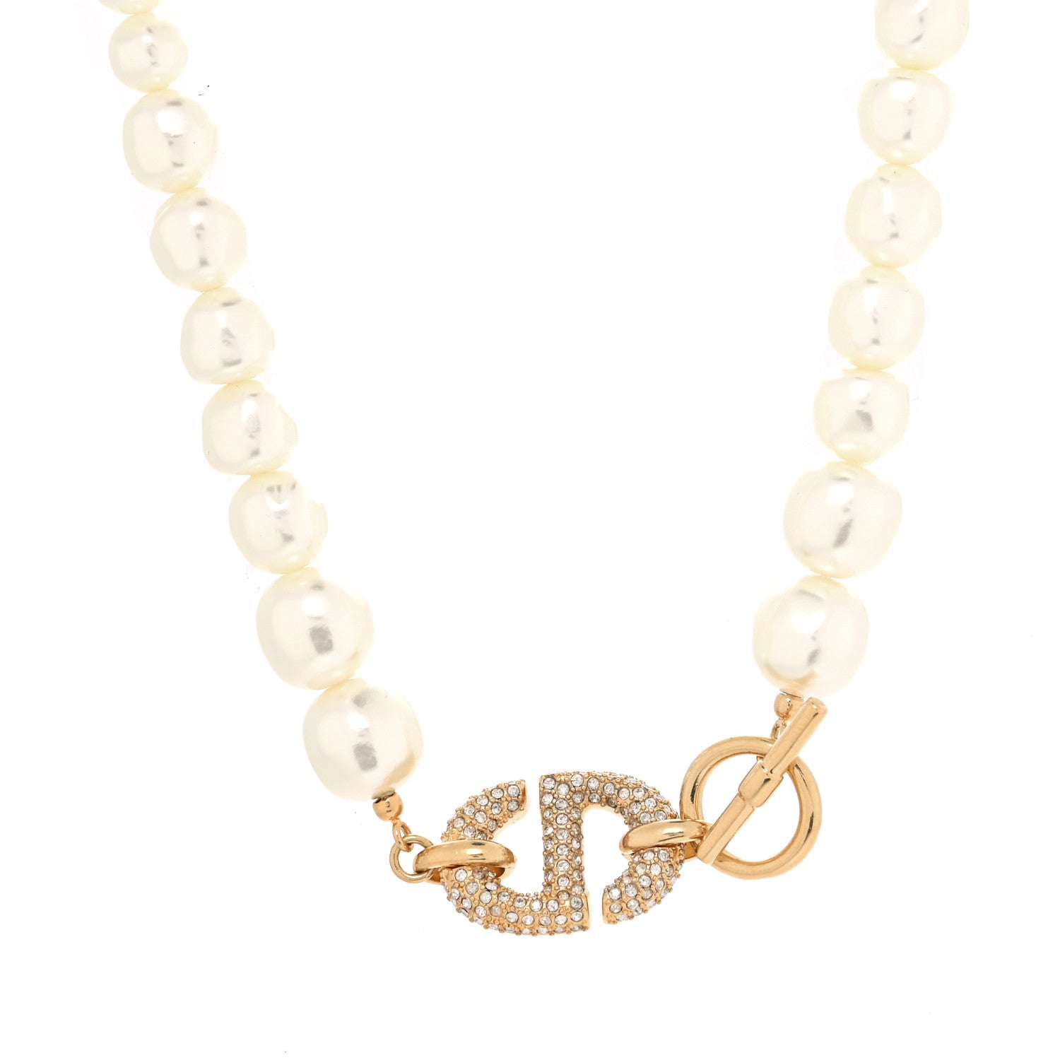 Christian Dior Pearl CD Crystal Montaigne Choker Necklace Gold 1 of 5