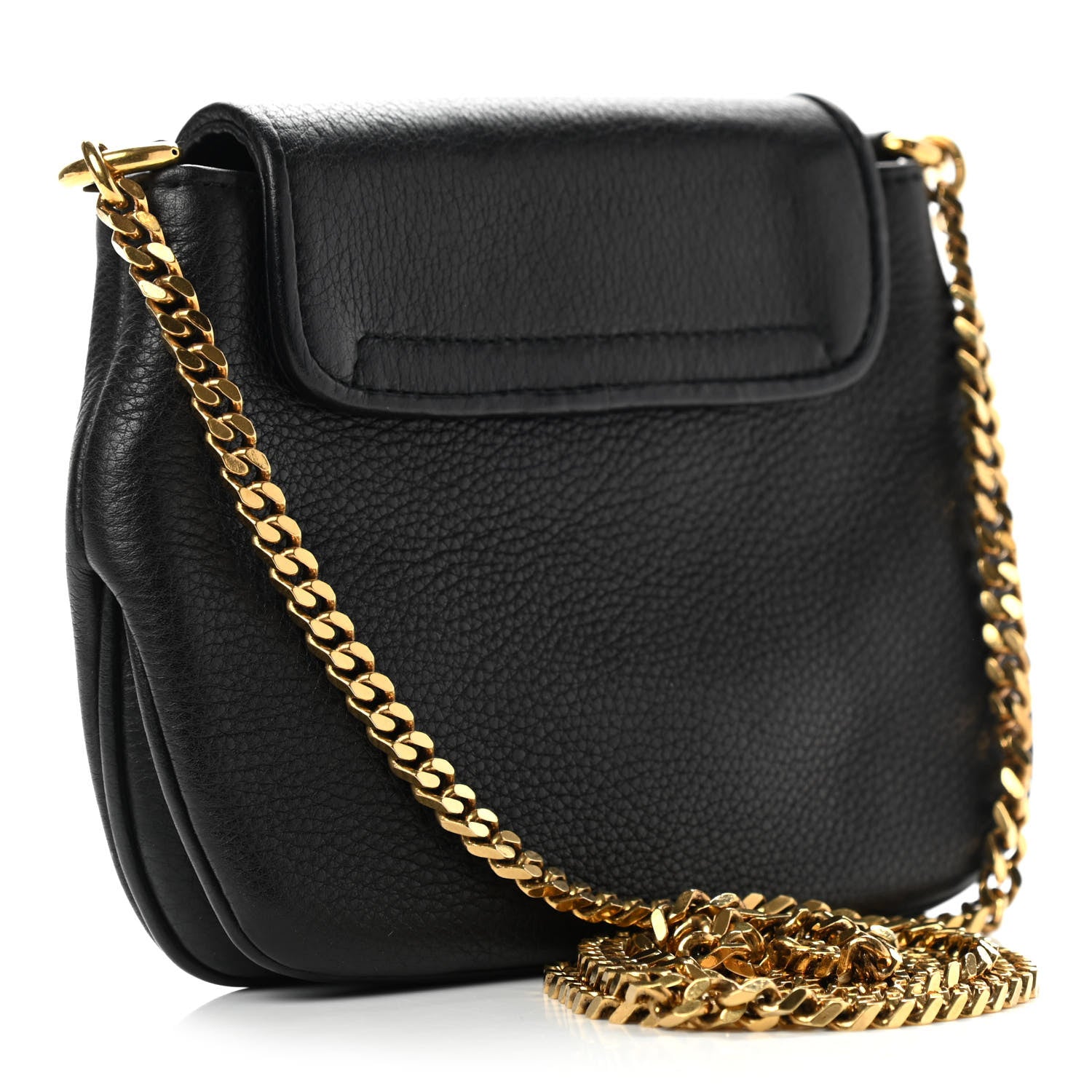 Gucci Pebbled Calfskin Small 1973 Chain Shoulder Bag Black 4 of 10